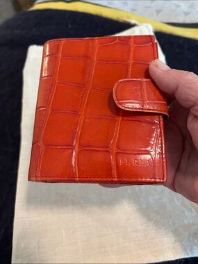 FURIA Orange Croc-Embossed Leather Wallet